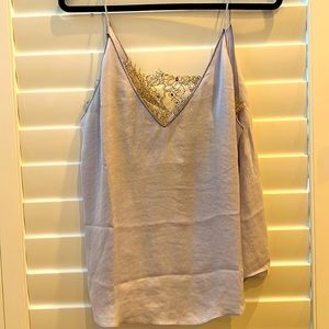 Free People Periwinkle Silky Blouse with Flower Lace Lining for Bra. Size XS